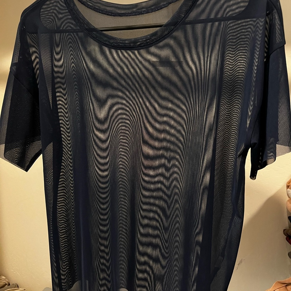 Mesh navy blue top